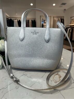 KATE SPADE SILVER GLITTER MINI TOTE